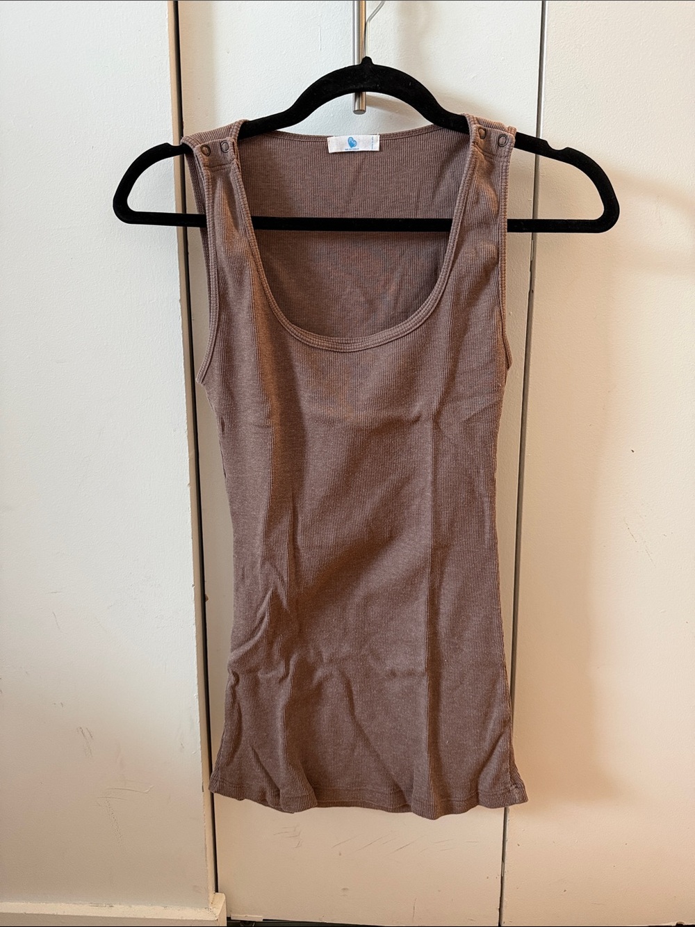 Bun Maternity Brown Nursing Tank Top with Snap-Strap Detail